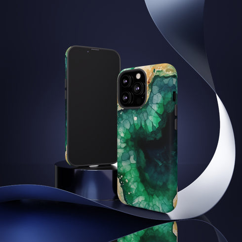 Green Geode in Watercolor - Impact Resistant Phone Case
